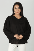 Black Flared Modal Top