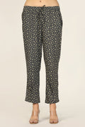 Dark Grey Printed Rayon Co-Ord Pants
