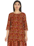Brown Viscose Printed Tunic