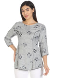 Grey Printed Viscose Top