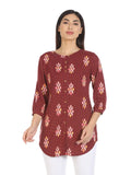 Maroon Viscose Ikkat Printed Shirt