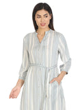 Grey Striped Viscose Dress