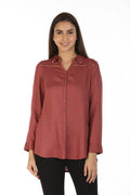 Rust High-Low Printed Shirt