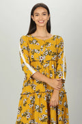 Yellow printed Layered Dress