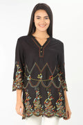 BLACK EMBROIDERED TUNIC TOP