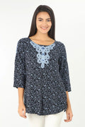 Blue rayon round neck Top