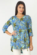 Blue Botanical Print Top