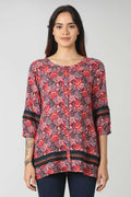Red Printed Rayon Top