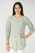 Light Green Printed Summer Top