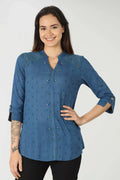 Cotton Blue Chifley Top