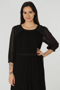 Black Georgette Round Neck Dress
