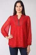 Red Printed chiffon top