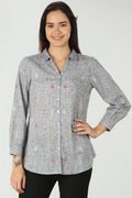 Grey Embroidery collared shirt