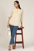 Yellow Printed Chiffon Buta Top