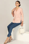 Solid Schiffli Casual Top