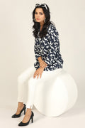 Blue & White Printed Rayon Shirt