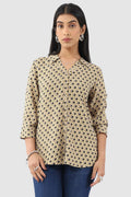 Beige Printed Rayon Shirt