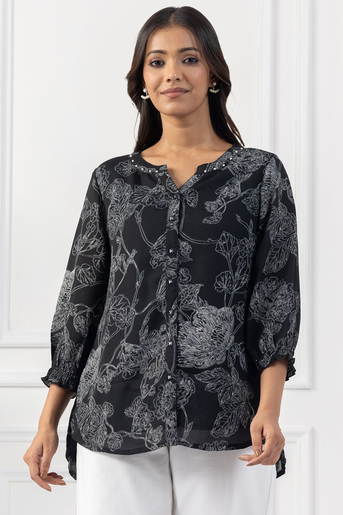 Black Top for Women (XS to 6XL) - Printed & Embellished Top