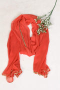 Orange Viscose Chiffon Solid Dupatta