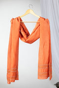 Embellished Orange Organza Viscose Dupatta