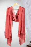 Red Embellished Organza Viscose Dupatta