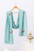 Embroidered Sea Green Chanderi Viscose Dupatta