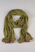 Green Solid Dupatta with Gotta