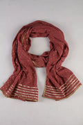 Brick Red Embelished Dupatta