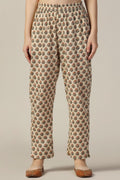 Beige Printed Cotton Palazzo