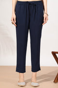 Blue Solid Viscose Twill Palazzo