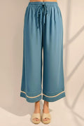 Blue Solid Tencel Twill Palazzo