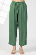 Green Solid Rayon Slub Palazzo