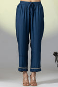 Embellished Teal Viscose Ensemble Palazzo