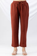 Rust Solid Viscose Cotton Slub Winter Palazzo