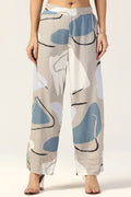 Grey Printed Rayon Co-ord Pants