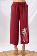 Maroon Embroidered Co-ord Palazzo