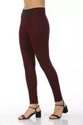 Wine Red Slim Fit Solid Elasticated Jeggings