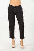 BLACK COTTON REGULAR FIT PANTS