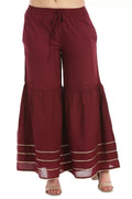 Wine Rayon & Silk Sharara Pants