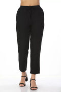 Black Solid straight Pant