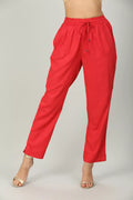 Red Rayon Solid Regular Palazzo