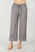 Grey Schiffli Embroidered Palazzo