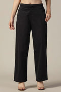 Black Solid Cotton Lycra Pants