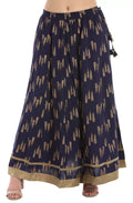 Navy Rayon Printed Ensemble Skirt