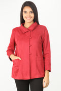 Red Solid Suede Jacket