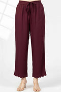 Plum Striped Viscose Dobby Palazzo