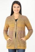 Yellow V Neck Solid Cardigan