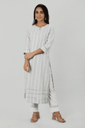 Light Grey Striped Kurti