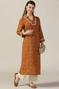 Mustard Printed Rayon Kurti