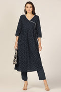 Blue Bliss Rayon Dobby V-Neck Kurti